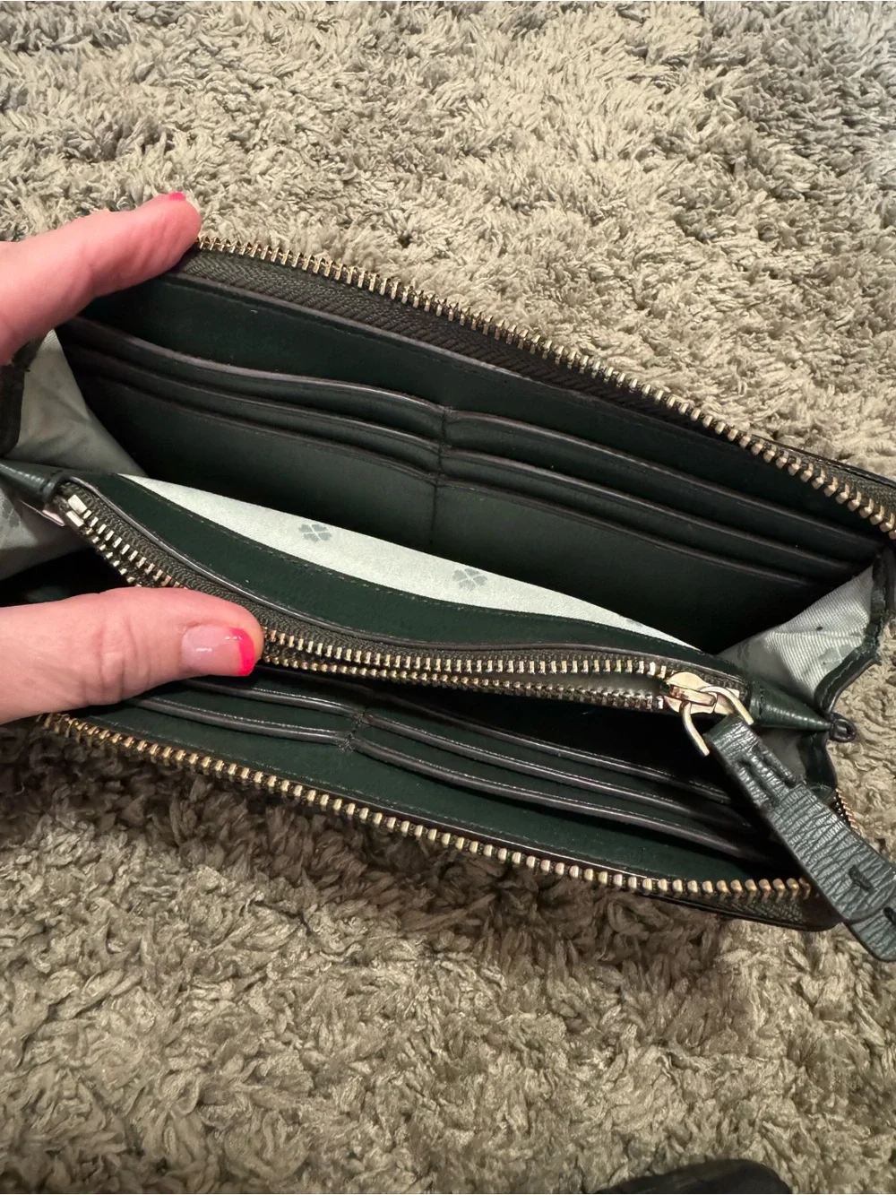Kate Spade Pink & Black Striped Zip Around Continental Long Wallet